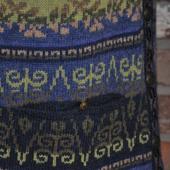 Coldwater Creek Floral Shetland Wool KNIT Cardigan SWEATER METAL BUTTONS Coat Sm - Picture 4 of 7